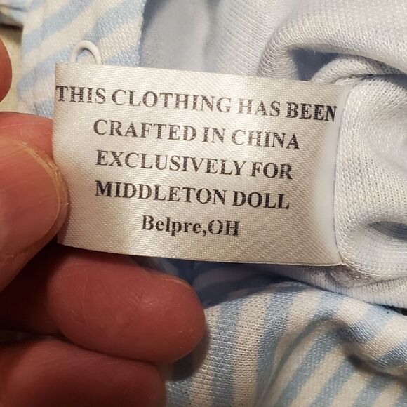 Middleton Reborn Baby Doll Blue Striped One Piece Doll Clothes - Picture 7 of 8